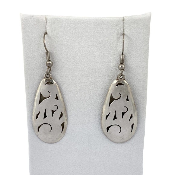 Taxco Silver Teardrop Earrings - Picture 1 of 9
